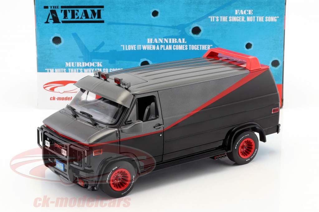 B.A.'s GMC Vandura 建造年份 1983 电视剧 该 特攻队 (1983-87) 黑 / 红 / 灰色 1:18 Greenlight