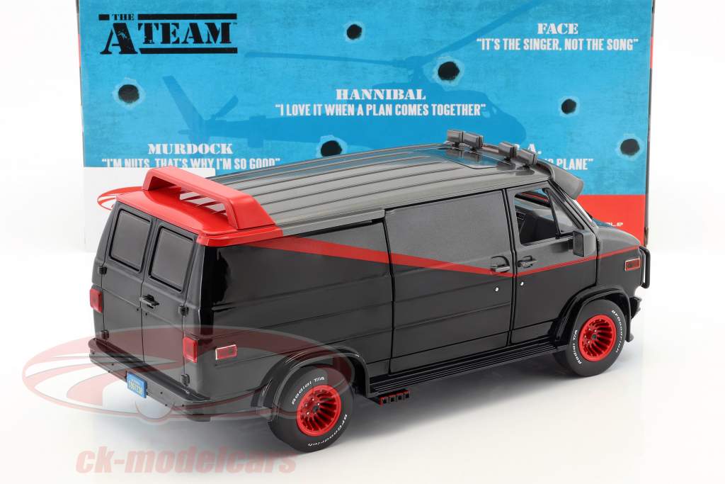 B.A.'s GMC Vandura 建造年份 1983 电视剧 该 特攻队 (1983-87) 黑 / 红 / 灰色 1:18 Greenlight