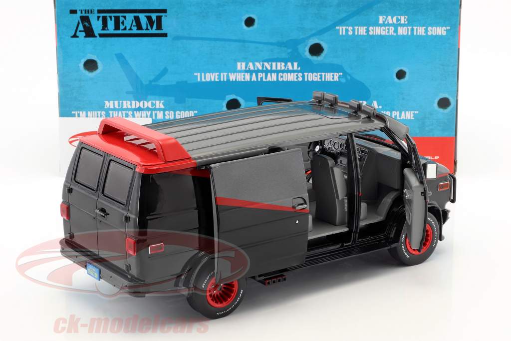 B.A.'s GMC Vandura 建造年份 1983 电视剧 该 特攻队 (1983-87) 黑 / 红 / 灰色 1:18 Greenlight