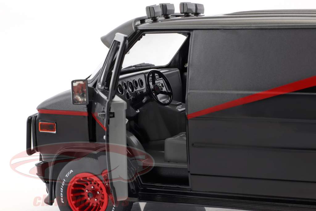 B.A.'s GMC Vandura 建造年份 1983 电视剧 该 特攻队 (1983-87) 黑 / 红 / 灰色 1:18 Greenlight