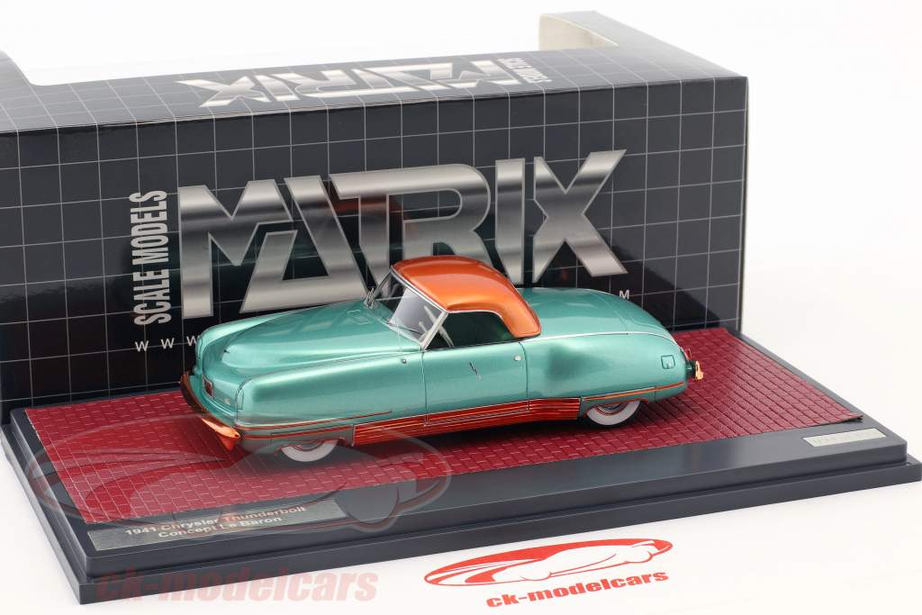 Chrysler Thunderbolt Concept Le Baron Closed Top Bouwjaar 1941 groen metalen 1:43 Matrix