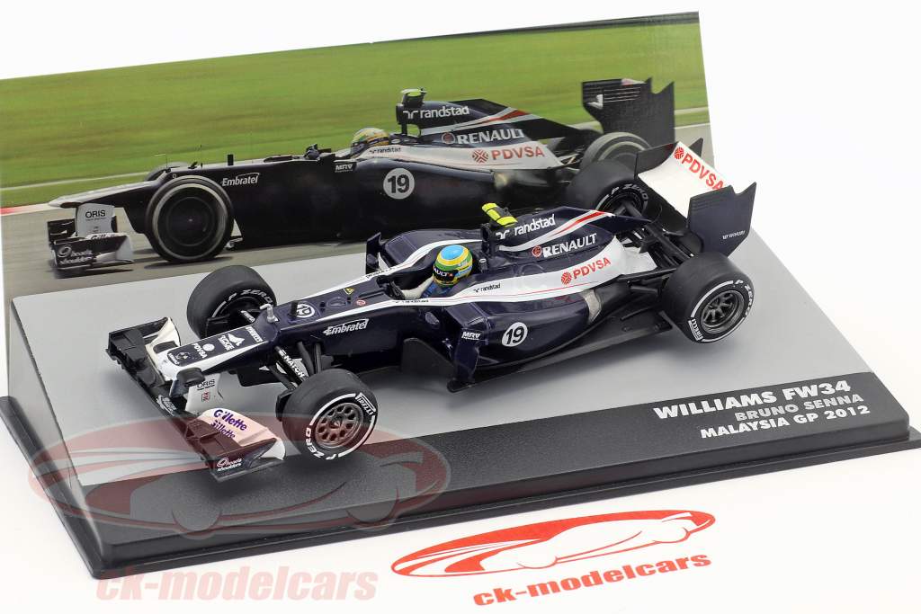 Bruno Senna Williams FW34 #19 Malaisie GP formule 1 2012 1:43 Altaya