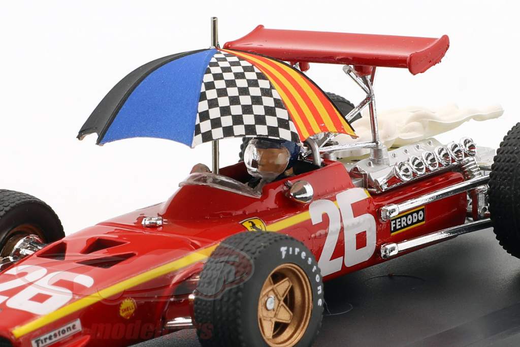 Jacky Ickx Ferrari 312 F1 #26 Winner French GP formula 1 1968 with umbrella 1:43 Brumm