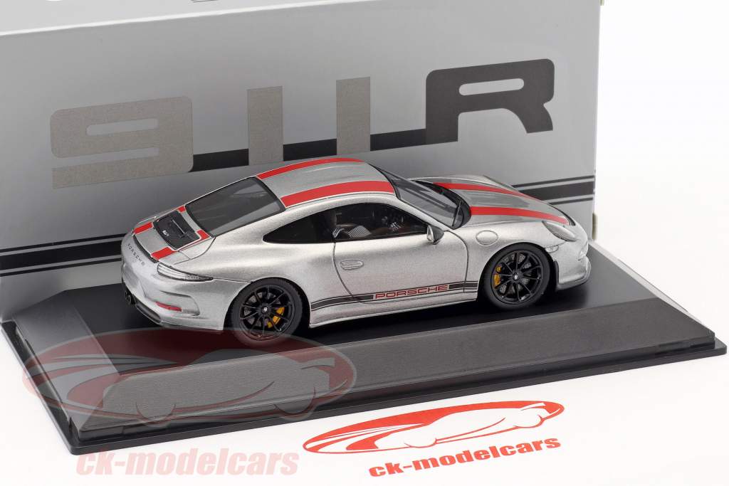 Porsche 911 (991) R argento / rosso 1:43 Spark