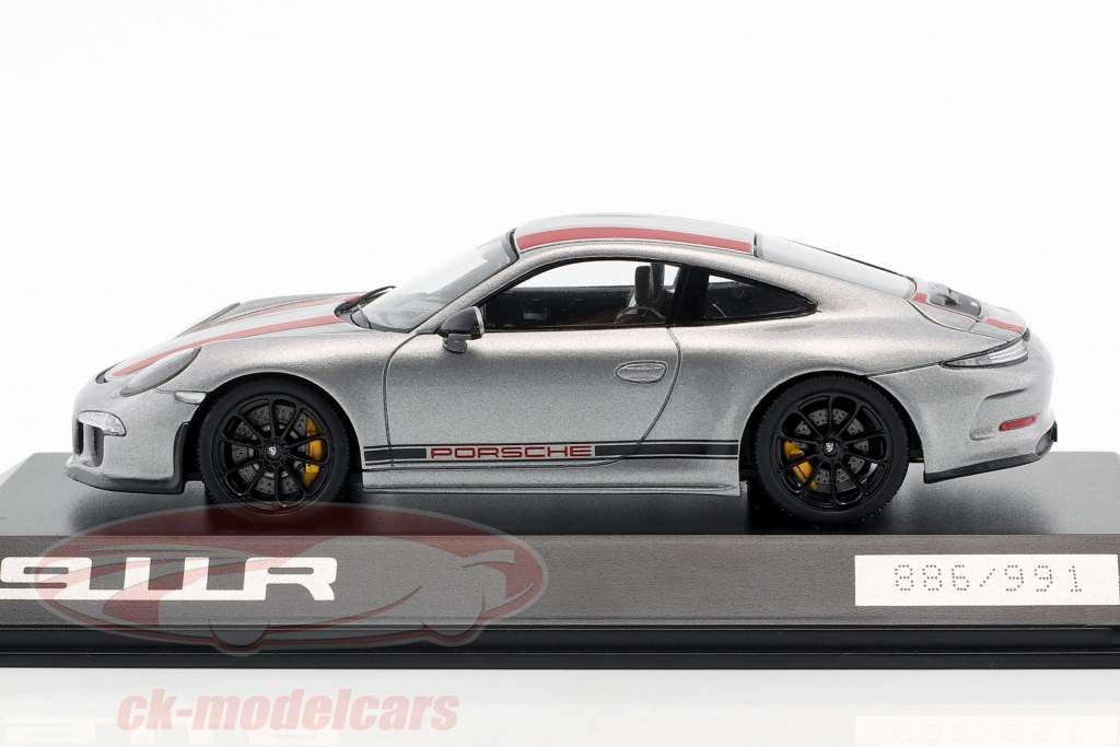Porsche 911 (991) R argento / rosso 1:43 Spark