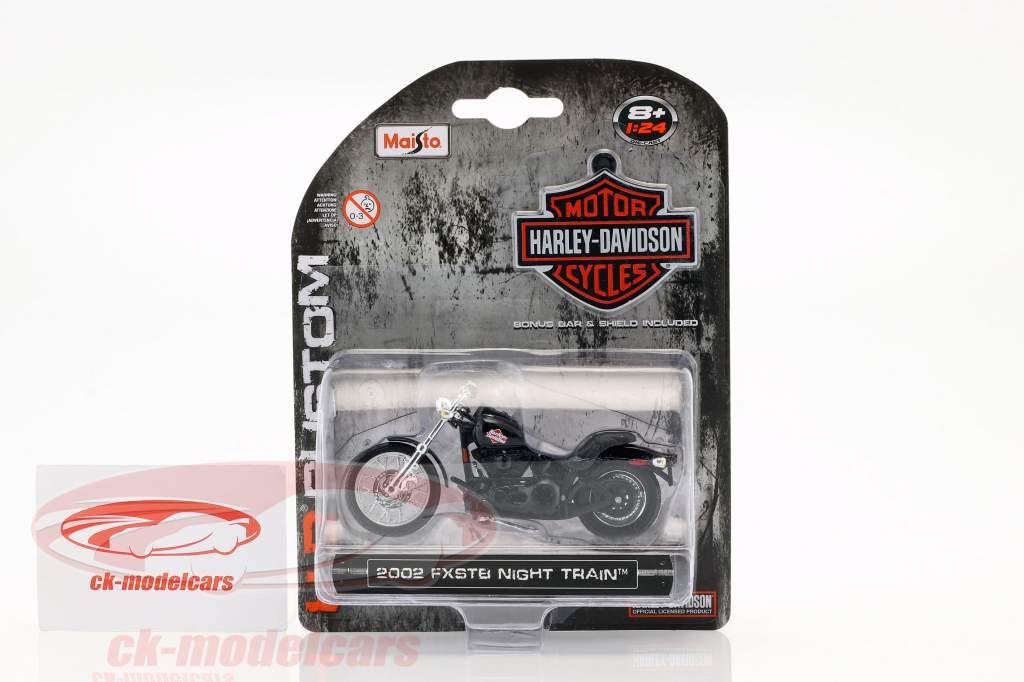 Harley Davidson FXSTB Night Train Opførselsår 2002 sort 1:24 Maisto