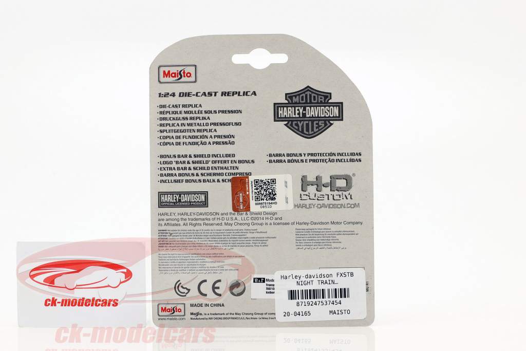 Harley Davidson FXSTB Night Train Opførselsår 2002 sort 1:24 Maisto