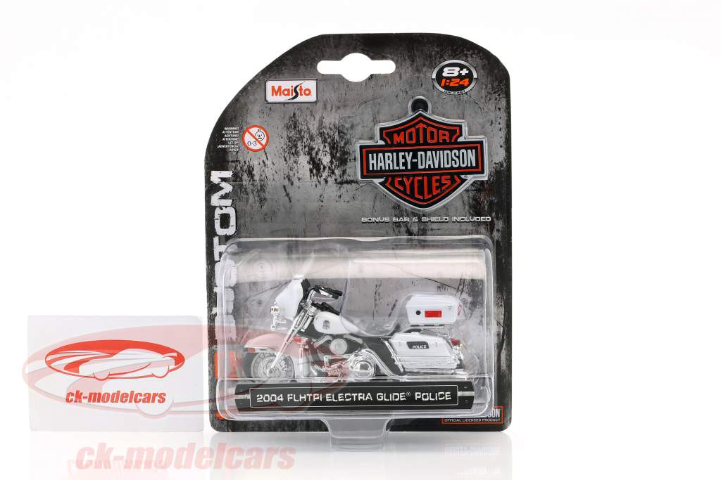 Harley Davidson FLHTPI Electra Glide Police Baujahr 2004 weiß 1:24 Maisto