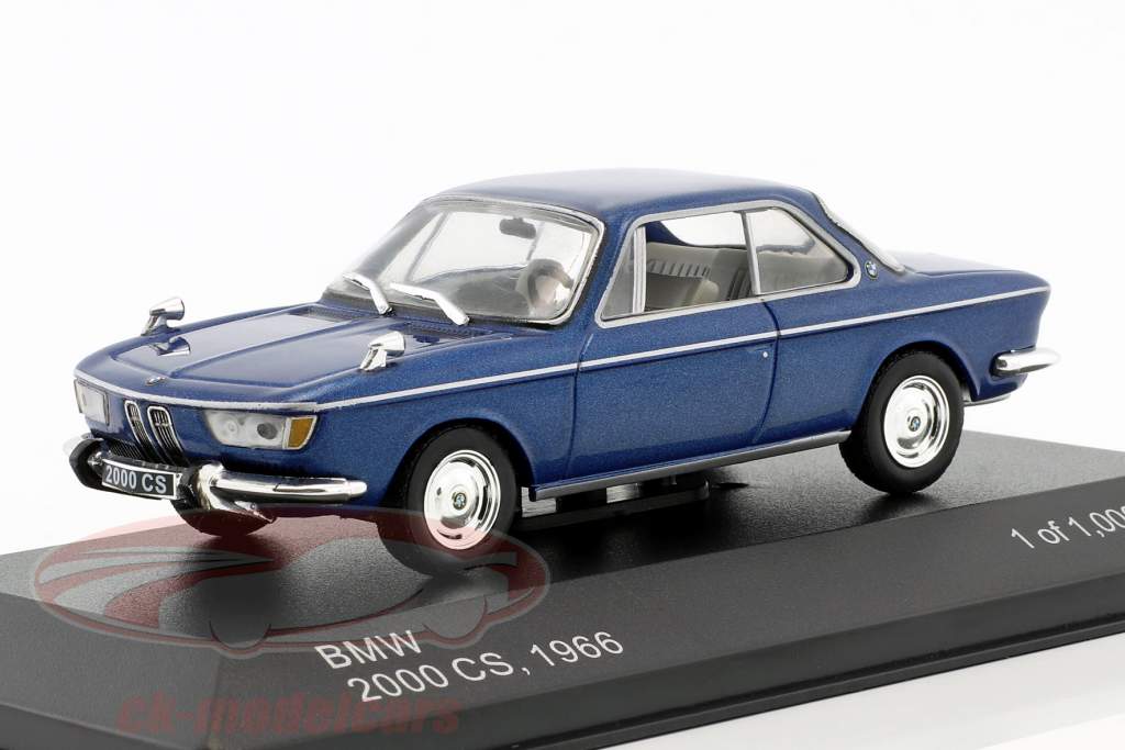 BMW 2000 CS Bouwjaar 1966 blue metallic 1:43 WhiteBox