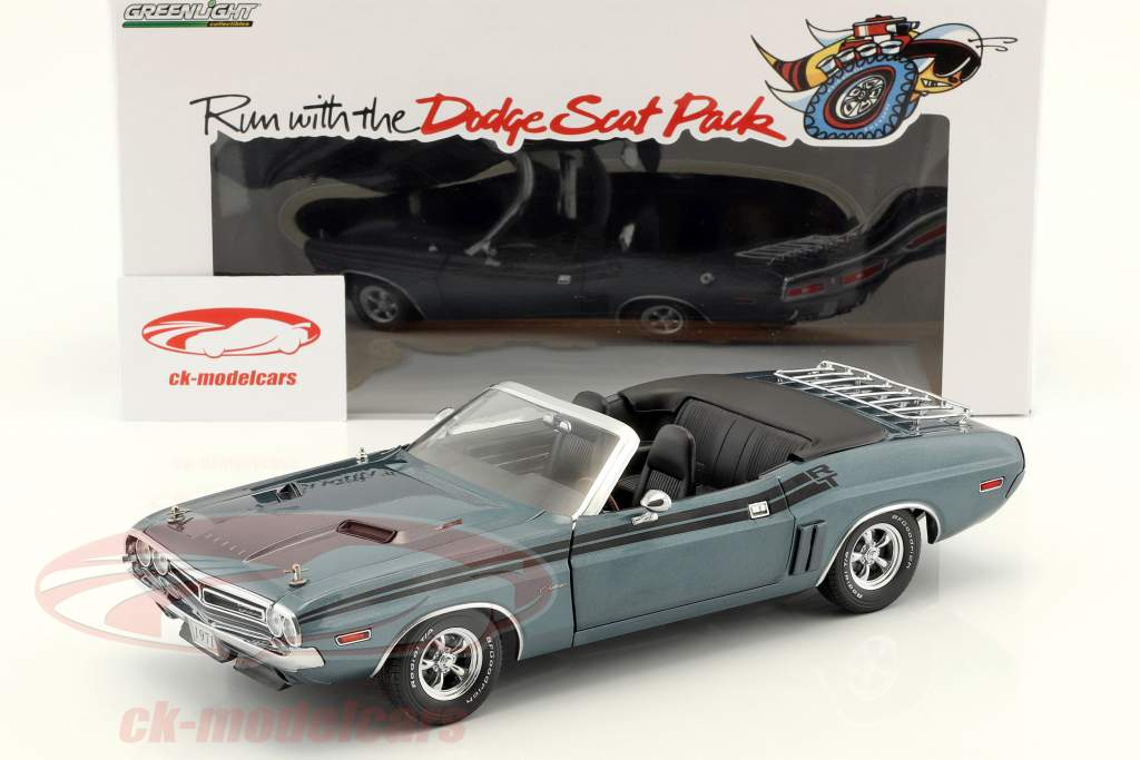 Dodge Challenger R/T convertible année de construction 1971 gris bleu métallique 1:18 Greenlight