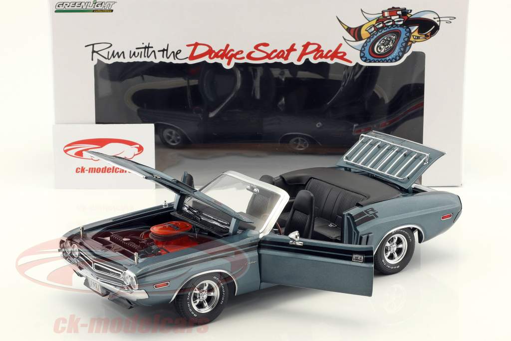 Dodge Challenger R/T convertible année de construction 1971 gris bleu métallique 1:18 Greenlight