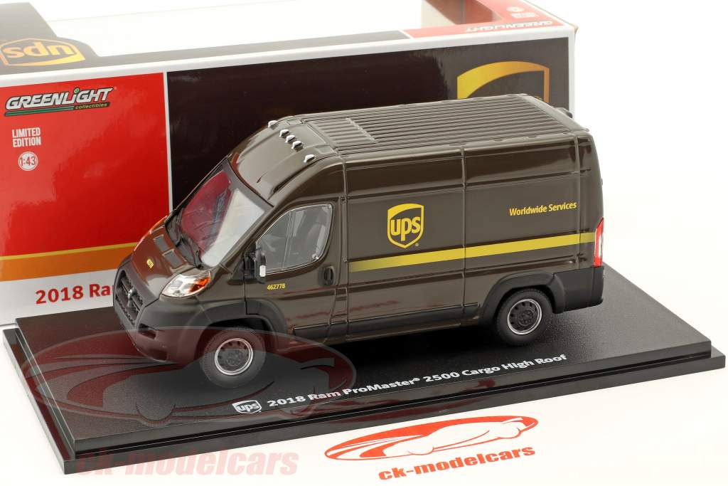 Ram ProMaster 2500 Cargo UPS 面包车 建造年份 2018 棕色 1:43 Greenlight