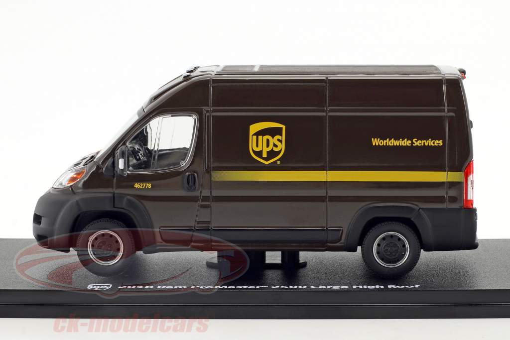 Ram ProMaster 2500 Cargo UPS van year 2018 brown 1:43 Greenlight