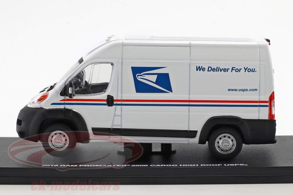 Ram ProMaster 2500 Cargo USPS 面包车 建造年份 2018 白 1:43 Greenlight