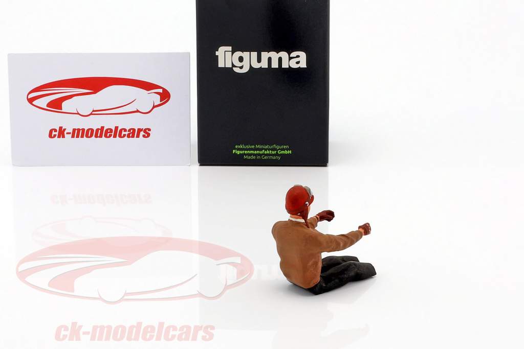 assis coureur figure avec brun pull-over 1:18 FigurenManufaktur