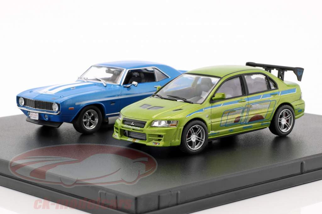 Fast and Furious 2-Car ensemble Chevrolet Camaro et Mitsubishi Lancer 1:43 Greenlight