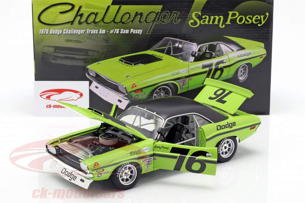 Dodge Challenger Trans Am #76 anno di costruzione 1970 Sam Posey  verde / nero 1:18 GMP