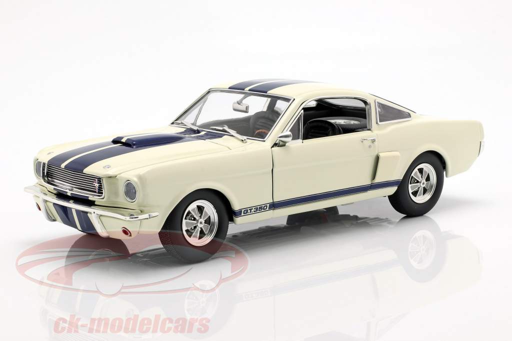 Shelby GT350 Supercharged year 1966 white with blue stripes 1:18 GMP