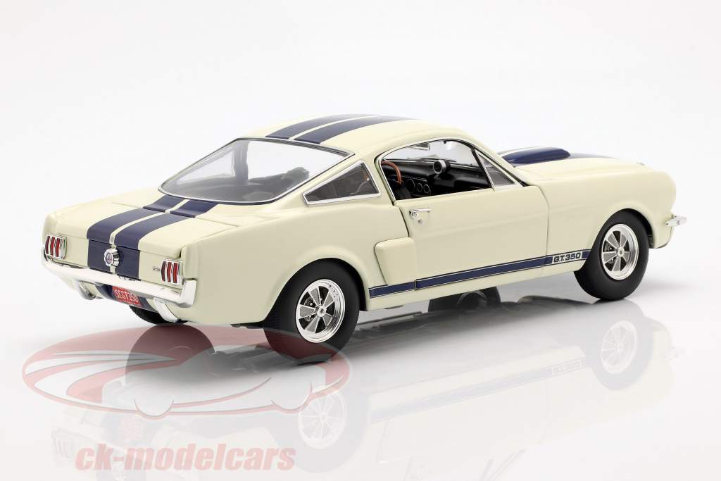 Shelby GT350 Supercharged year 1966 white with blue stripes 1:18 GMP