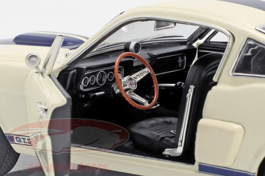 Shelby GT350 Supercharged year 1966 white with blue stripes 1:18 GMP