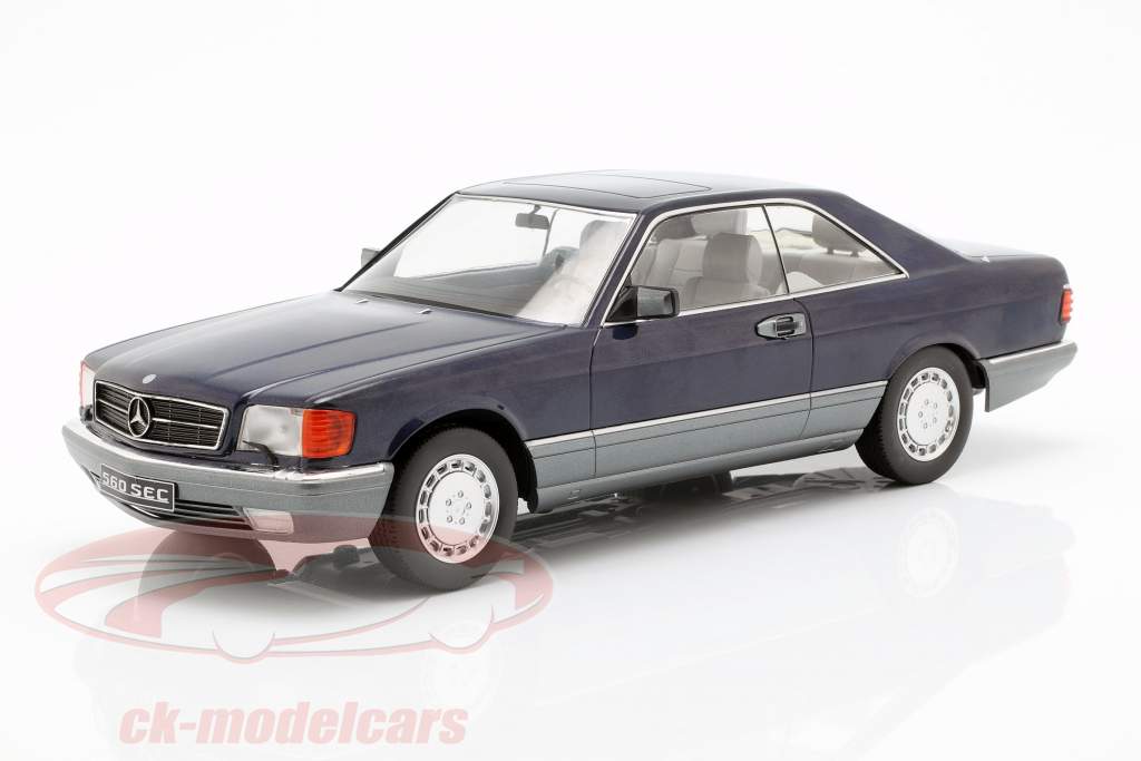 Mercedes-Benz 560 SEC C126 Opførselsår 1985 blå metallisk 1:18 KK-Scale