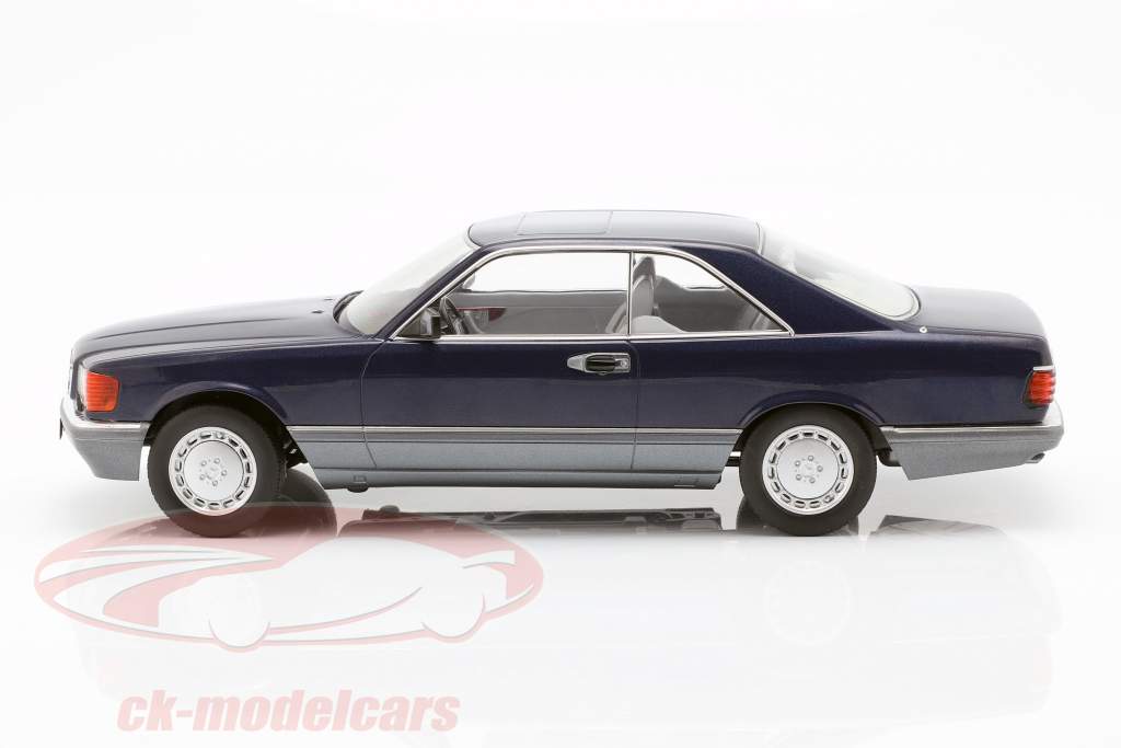 Mercedes-Benz 560 SEC C126 Opførselsår 1985 blå metallisk 1:18 KK-Scale