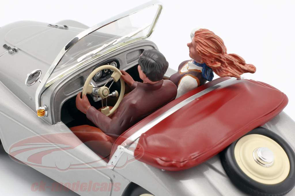 Kleinschnittger F-125 year 1950-1957 silver with 2 Figures 1:18 Schuco