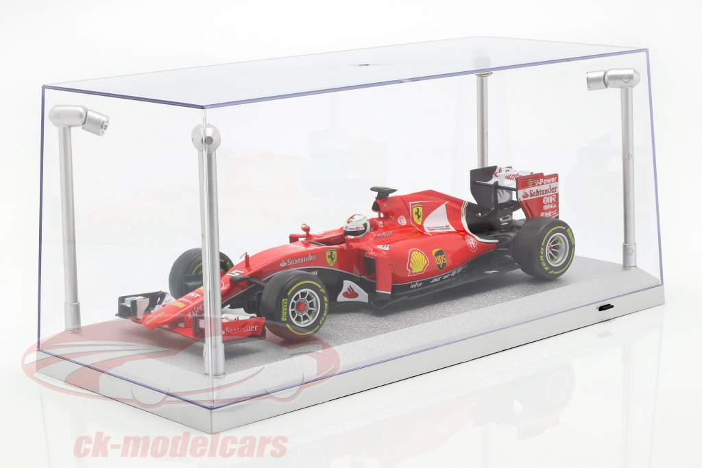 single vitrine zilver met 4 LED lampen voor modelauto&#39;s in schaal 1:18 Triple9