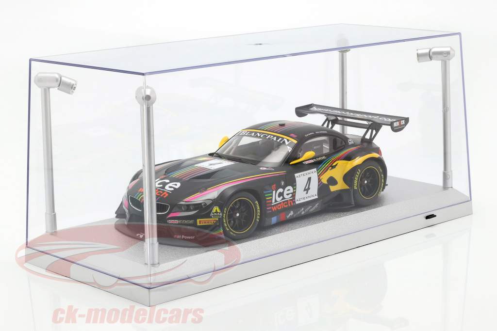 single vitrine zilver met 4 LED lampen voor modelauto&#39;s in schaal 1:18 Triple9