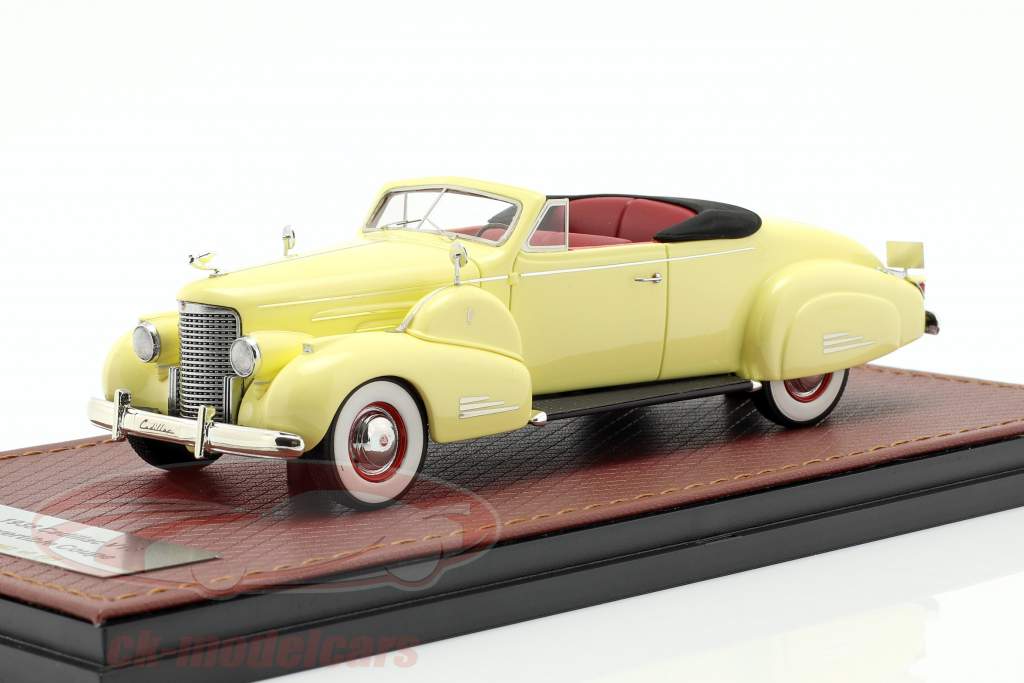 Cadillac V16 converteerbaar coupe Open Top Bouwjaar 1938 crème geel 1:43 GLM