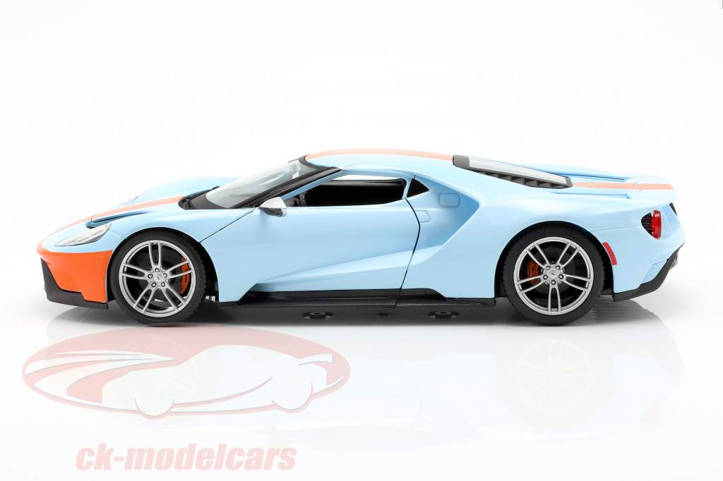 Ford GT Gulf Año de construcción 2019 Azul claro / naranja 1:18 Maisto