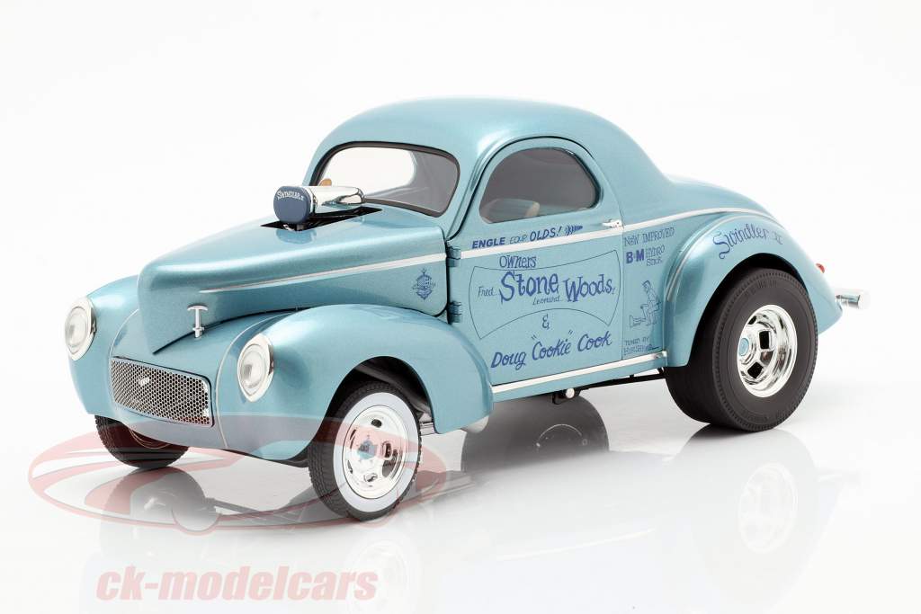 Willys Gasser Swindler II Stone Woods & Cook 1941 blauw 1:18 GMP