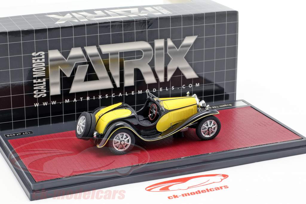 Bugatti T55 跑车 建造年份 1932 黄 / 黑 1:43 Matrix