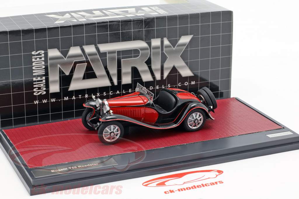 Bugatti T55 Roadster Opførselsår 1932 rød / sort 1:43 Matrix