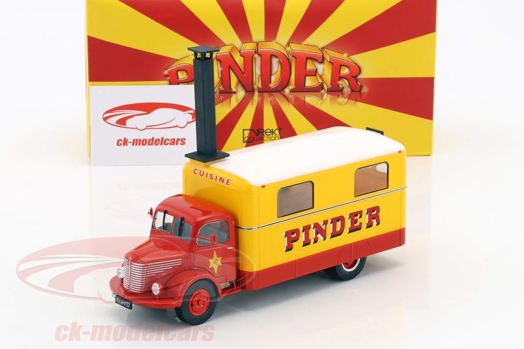Unic ZU 51 Køkken lastbil Pinder cirkus Opførselsår 1952 gul / rød 1:43 Direkt Collections