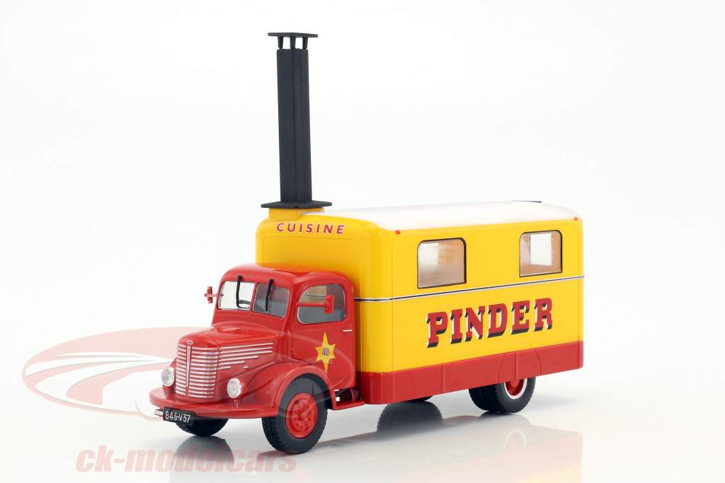 Unic ZU 51 厨房 卡车 Pinder 马戏团 建造年份 1952 黄 / 红 1:43 Direkt Collections