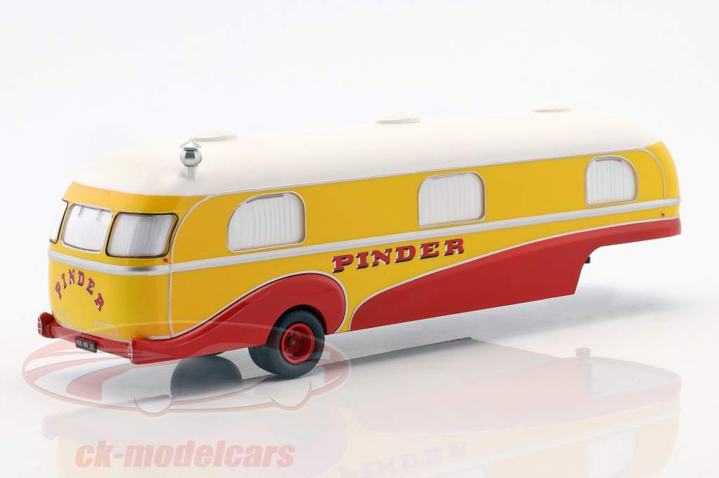 remolque caravana Pinder circo año de construcción 1955 amarillo / rojo / blanco 1:43 Direkt Collections