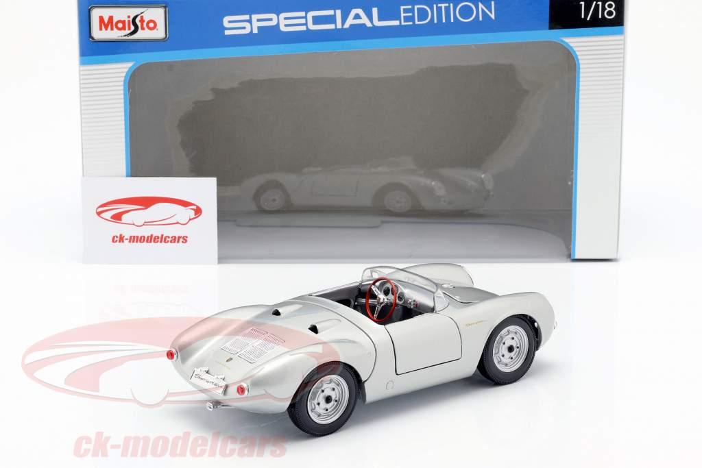 Porsche 550 A Spyder Anno 1950 argento 1:18 Maisto