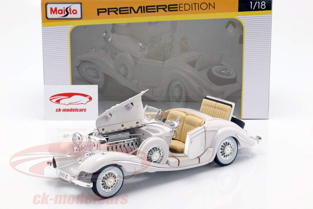 Mercedes-Benz 500K Roadster Специальные Bj 1936 белого 1:18 Maisto