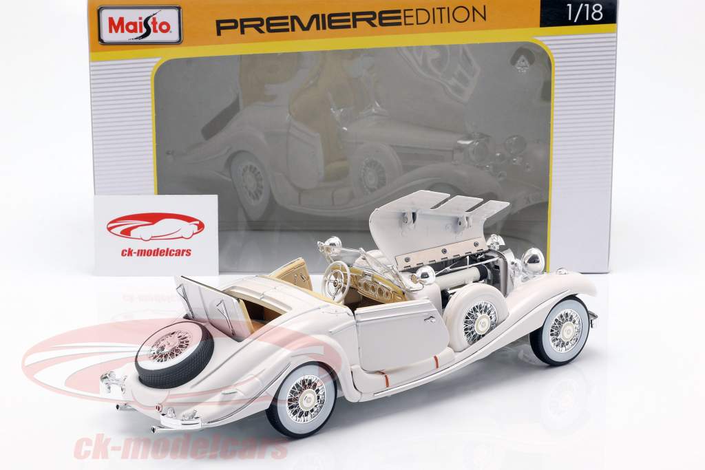 Mercedes-Benz 500K Roadster Специальные Bj 1936 белого 1:18 Maisto