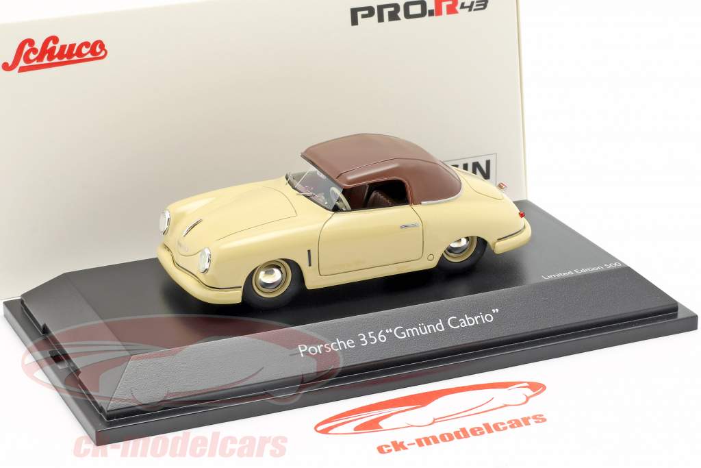 Porsche 356 Gmünd cabriolet Closed Top beige / marrone 1:43 Schuco