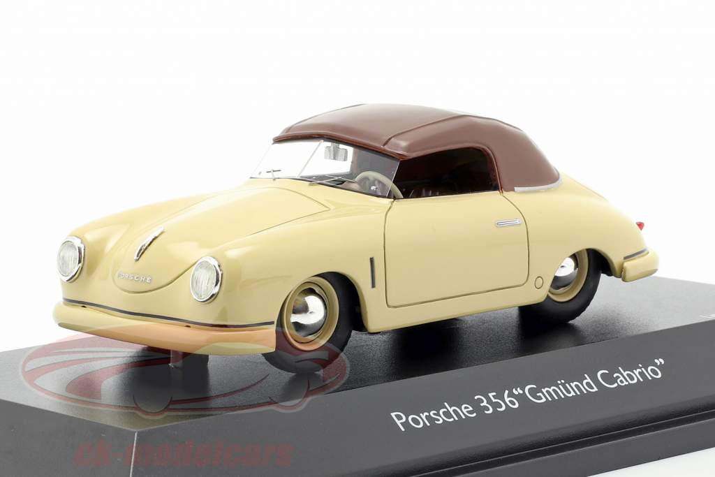Porsche 356 Gmünd cabriolet Closed Top beige / marrone 1:43 Schuco