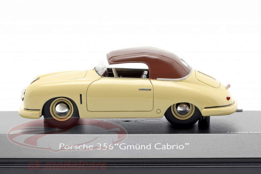 Porsche 356 Gmünd cabriolet Closed Top beige / marrone 1:43 Schuco