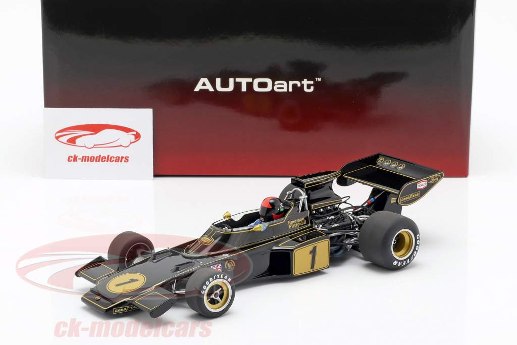 Emerson Fittipaldi Lotus 72E #1 formule 1 1973 met bestuurder figuur 1:18 AUTOart
