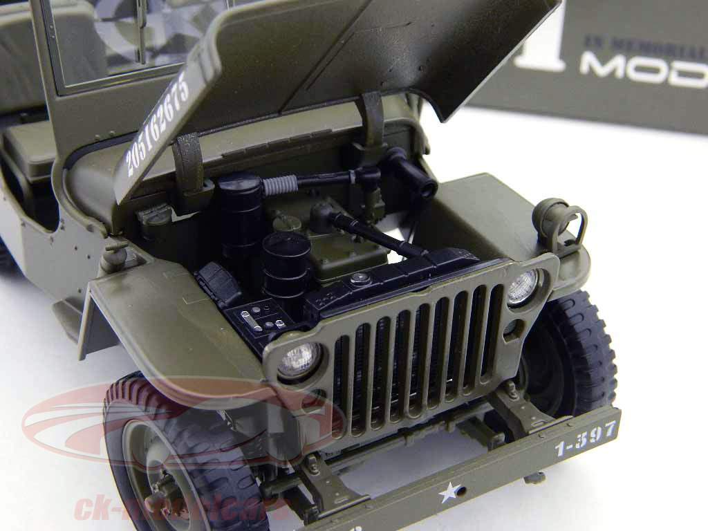 EE.UU. EJERCITO Willys Jeep cuarto camión verde 1:18 Welly