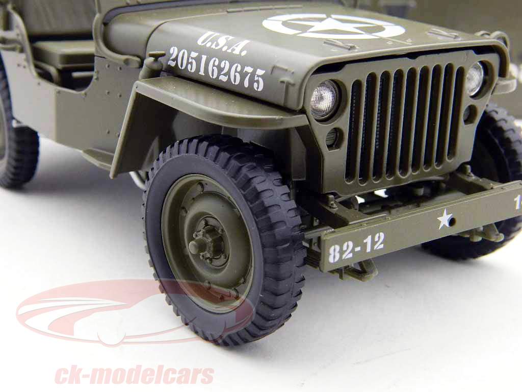 EE.UU. EJERCITO Willys Jeep cuarto camión verde 1:18 Welly