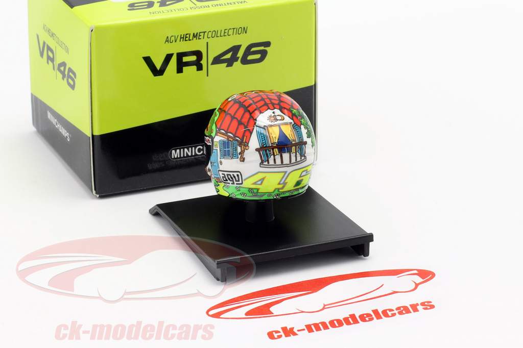 Valentino Rossi verdensmester MotoGP Misano 2008 AGV hjelm 1:10 Minichamps