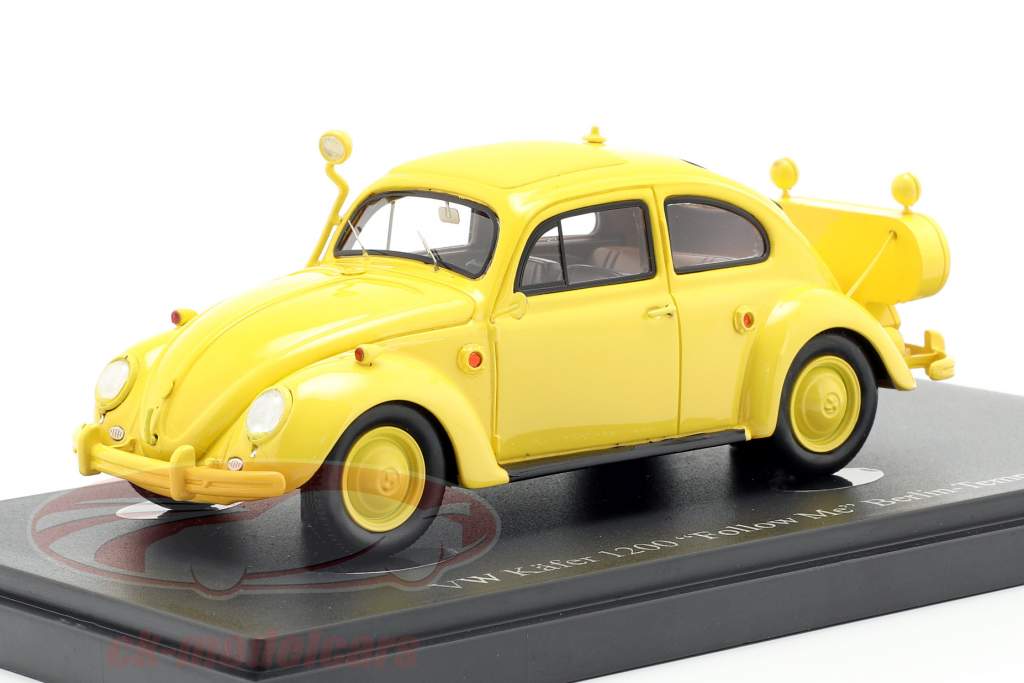 Volkswagen VW Käfer Follow Me Berlin-Tempelhof année de construction 1954 jaune 1:43 AutoCult