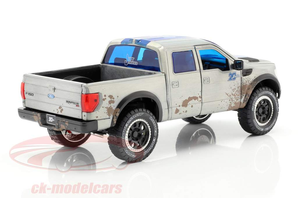 Ford F-150 SVT Raptor bygget i 2011 sølvgrå / blå 1:24 Jada Toys