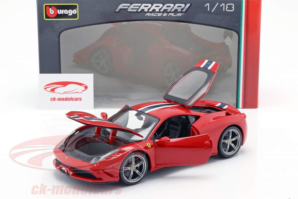 Ferrari 458 Speciale rouge / Blanc / bleu 1:18 Bburago